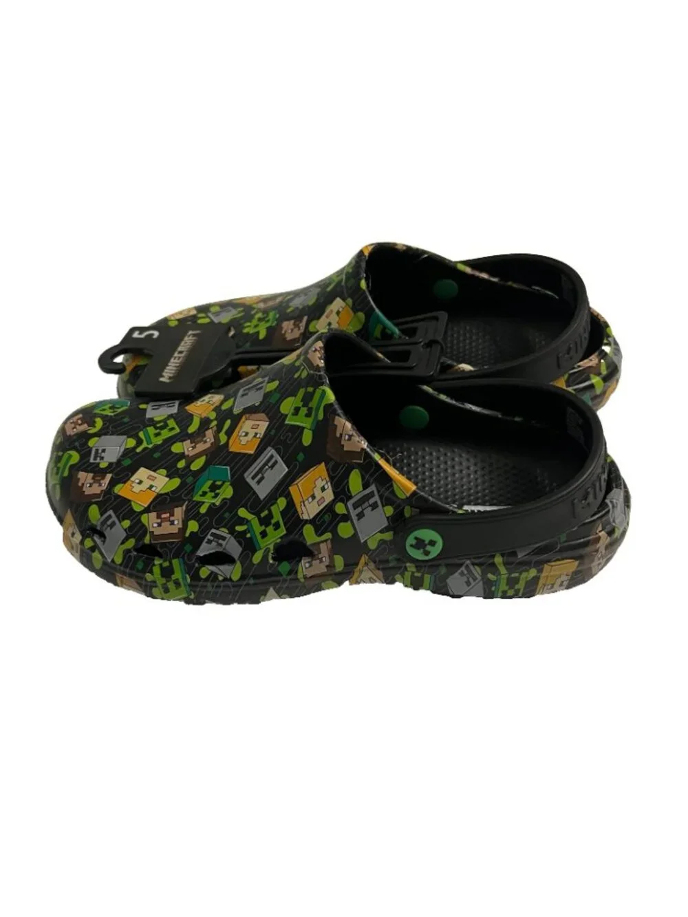 Minecraft Boys EVA Clogs Slip-On Shoes Sz 5 Creeper Steve Alex Skeleton NWT